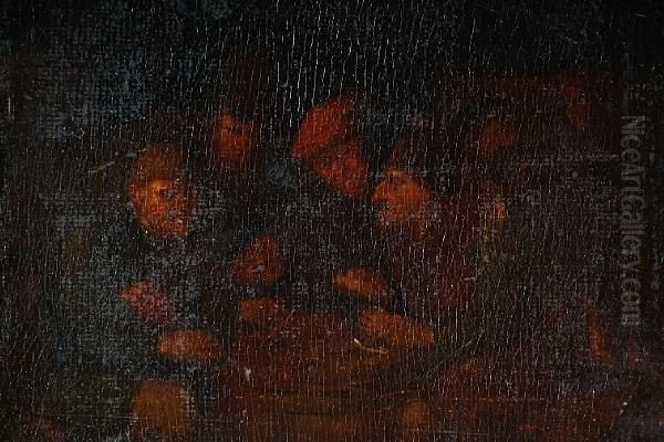 Peasants Playing Cards In A Tavern Oil Painting by Egbert Van Heemskerck