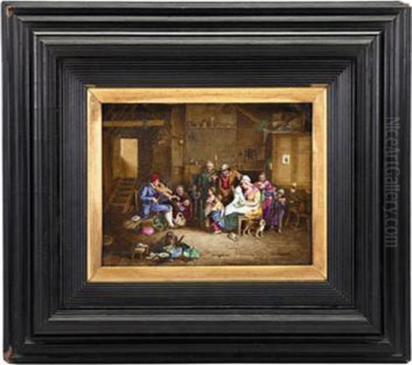 A Lively Interior Scene With Musicians Oil Painting by Egbert Van Heemskerck