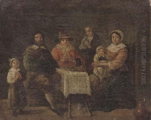 Boars Smoking And Drinking In A Tavern Oil Painting by Egbert Van Heemskerck