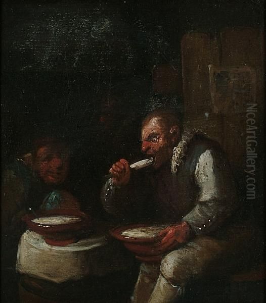 Peasants In Tavern Interiors Oil Painting by Egbert Van Heemskerck