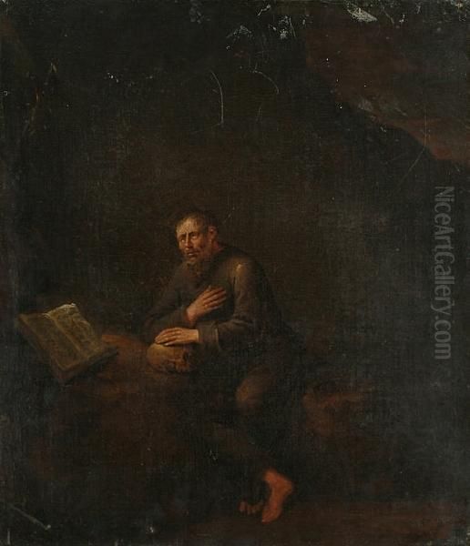 A Hermit In Contemplation Oil Painting by Egbert Van Heemskerck