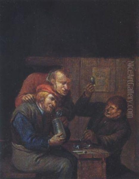 Drei Trinkenden Bauern Oil Painting by Egbert Van Heemskerck