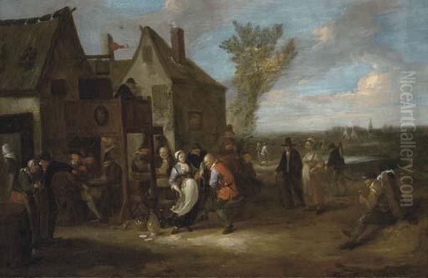 A Village Kermesse Oil Painting by Egbert Van Heemskerck