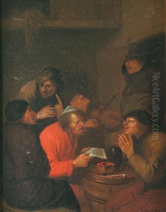 Interno Con Figure Oil Painting by Egbert Van Heemskerck