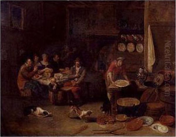 Tavern Scene Oil Painting by Egbert Van Heemskerck