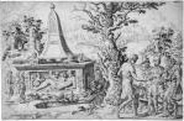 Ganz Ausgezeichneter, 
Gegensatzreicher Druck, Bis Auf Die Plattenkante Beschnitten, Oben Und 
Unten Teilweise Mit Der Sichtbaren Facette Oil Painting by Maerten van Heemskerck