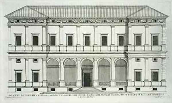 Palazzo Chigi on the Lungara Rome Oil Painting by Pietro or Falda, G.B. Ferrerio