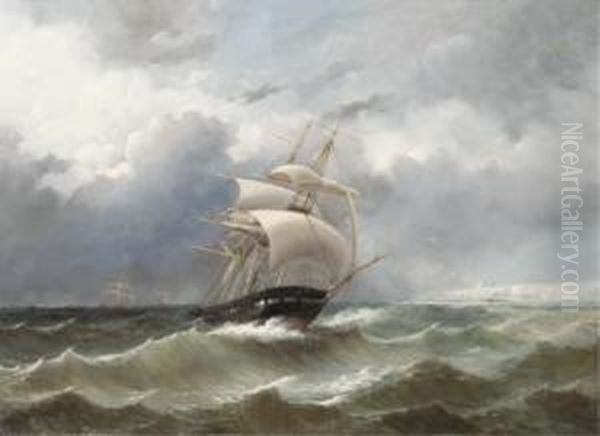 The Return Of The Squadron Of 
Prince Hendrik Of The Netherlands By The English Coast In 1847 Oil Painting by Jacob Eduard Van Heemskerck Van Beest