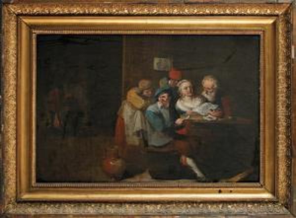 La Lecture A L'auberge Oil Painting by Matheus van Helmont