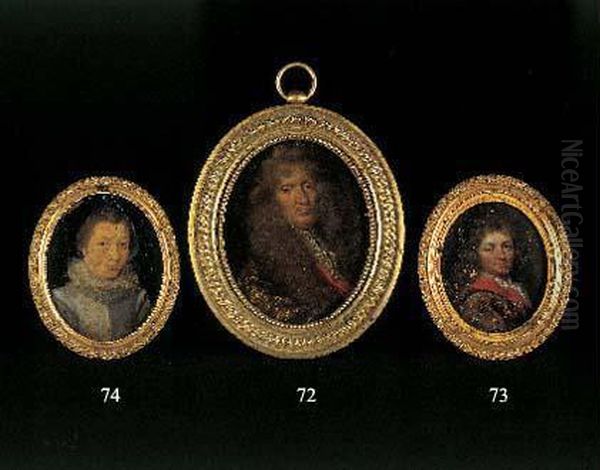 Portrait Miniature D'un Jeune Homme Portant Une Fraise Et Un Habit
 Blanc Oil Painting by Jan Sanders Van Hemessen