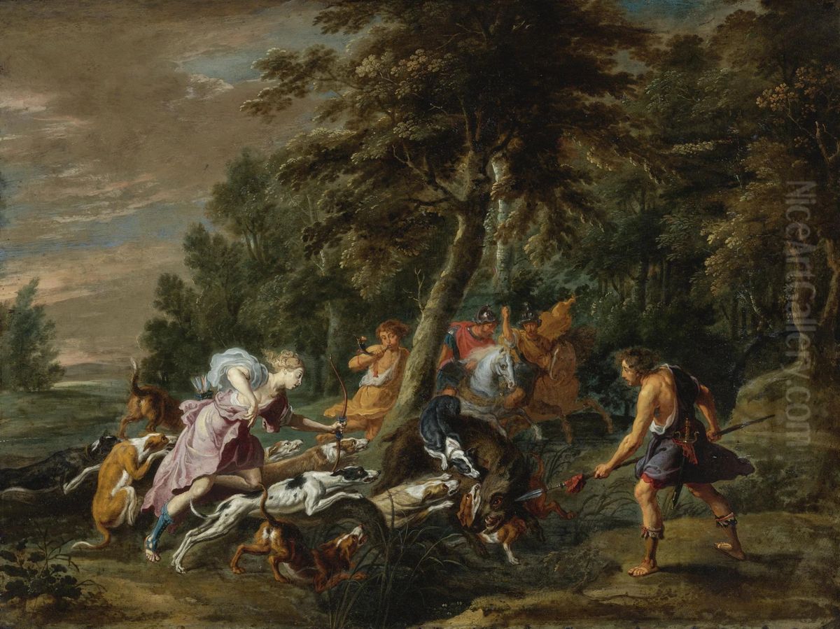 The Calydonian Boar Hunt Oil Painting by Willem van, the Elder Herp