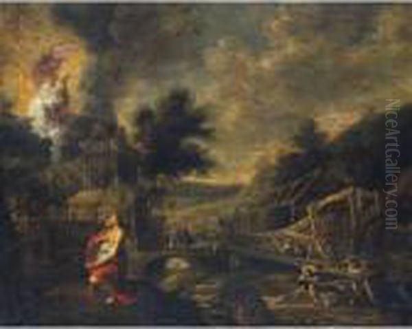 Construction Of The Ark Oil Painting by Willem van, the Elder Herp