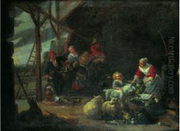 Scene D'interieur D'etable Oil Painting by Willem van, the Elder Herp