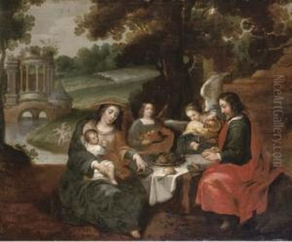 The Rest On The Flight Into Egypt Oil Painting by Willem van, the Elder Herp
