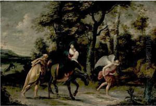 Flight Into Egypt Oil Painting by Willem van, the Elder Herp