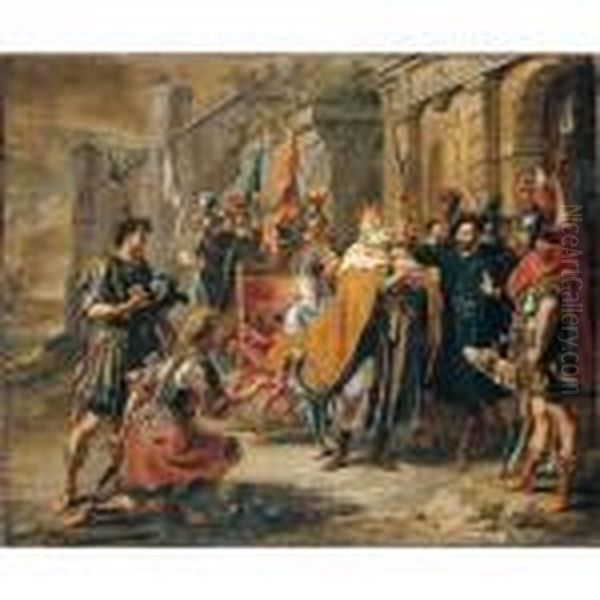 A Biblical Scene, Possibly The Repentence Of David At The Death Of Uriah Oil Painting by Willem van, the Elder Herp