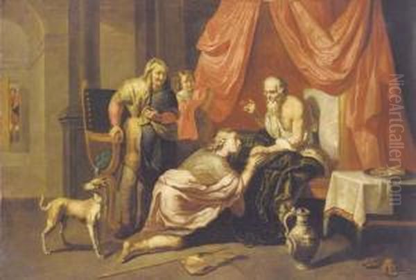 Isaac Blessing Jacob Oil Painting by Willem van, the Elder Herp