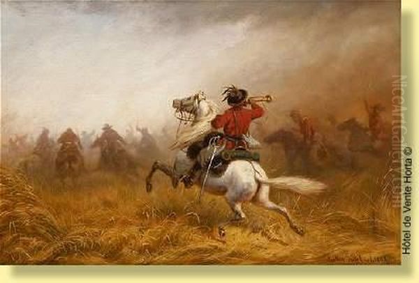 Charge De Cavalerie Oil Painting by A. Jules Van Imschoot