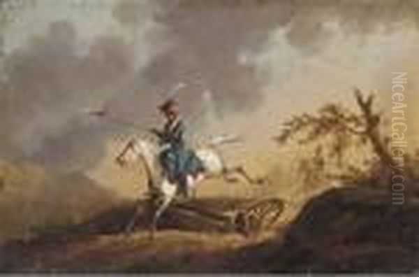 Leading The Charge; And Another Similar Oil Painting by A. Jules Van Imschoot