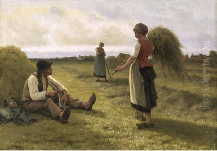 Harvest Oil Painting by Frans Pieter Van Kuyck