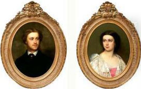 Le Jeune Couple Oil Painting by Joseph Henri Francois Van Lerius