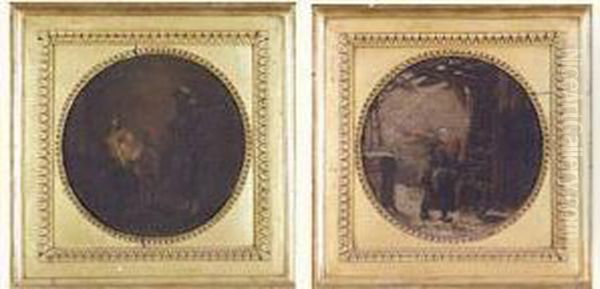 La Mere Et Ses Enfants Oil Painting by Jules Cesar Denis van Loo