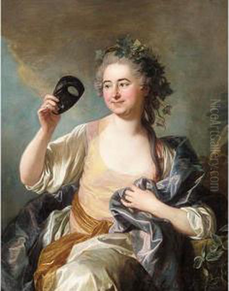 Portrait Of Francoise Laurette 
Randon De Malboisiere, Nee Piquefeu (1722-89) As Thalia, Muse Of Comedy Oil Painting by Louis-Michel Van Loo