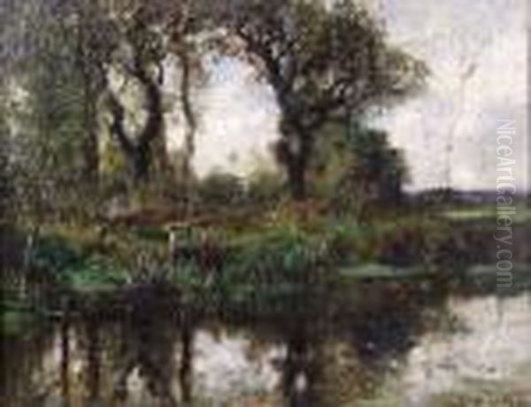 L'etang Oil Painting by Emile Van Marcke De Lumman
