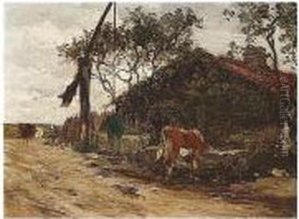 At The Well Oil Painting by Emile Van Marcke De Lumman