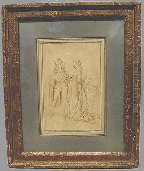 Courting Couple Oil Painting by Israhel Van Meckenem