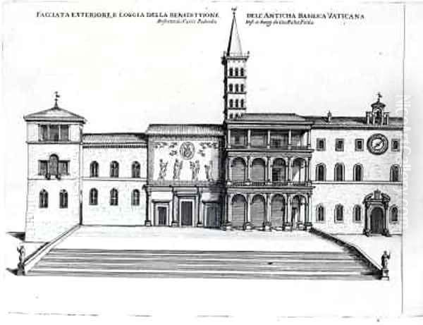 The Benediction Loggia of the Old Vatican Basilica Oil Painting by Giovanni Battista Falda