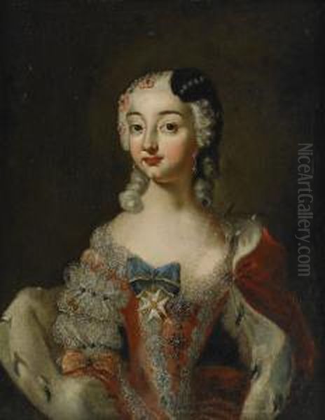 Portratt Av En Europeisk Prinsessa Oil Painting by Ircle Of Martin Van Mytens