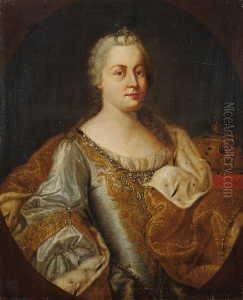 Bildnisse Kaiser Franz I. 
Stephan Und Kaiserin Maria Theresia, Konigin Von Ungarn Und Bohmen. Oil Painting by Ircle Of Martin Van Mytens