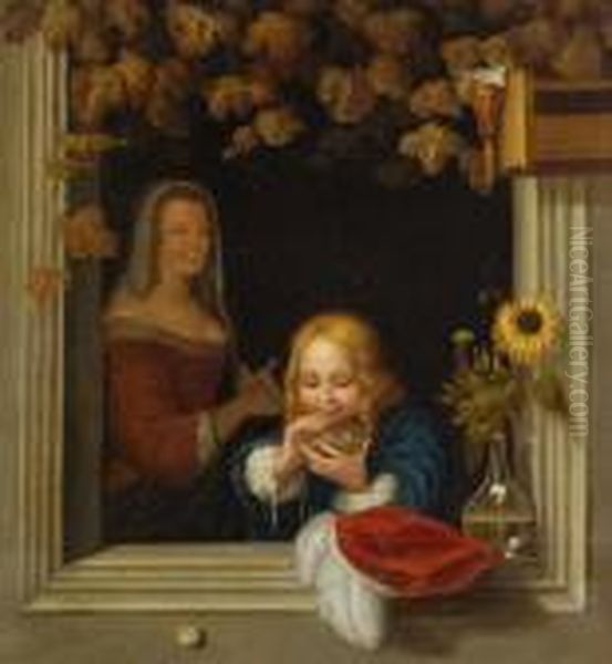 Nach - Junge Mit Seifenblasen Oil Painting by Frans van Mieris