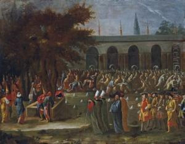 The Dutch Ambassador With His 
Retinue Being Received By Sultan Ahmed Iii At The Topkapi Palace, 
Istanbul Oil Painting by Jan-Baptiste Vanmour
