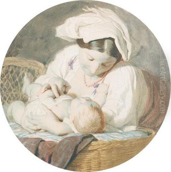 Zugeschrieben
Mere Et Enfant. Oil Painting by Jacques Alfred Van Muyden