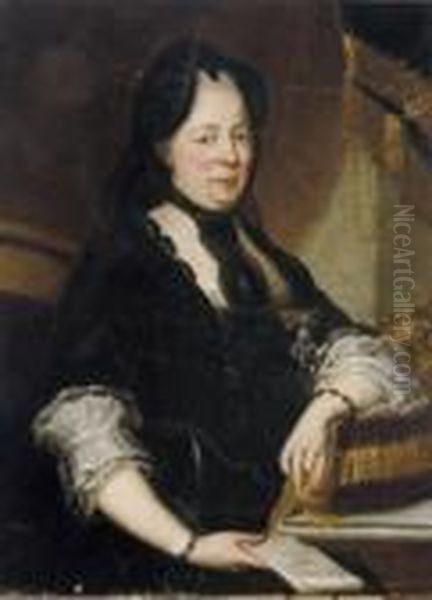 Portrait Of Empress Maria 
Theresa Of Austria, Seated Three-quarter-length, In A Black Dress, 
Holding A Letter Oil Painting by Marten I Van Mytens