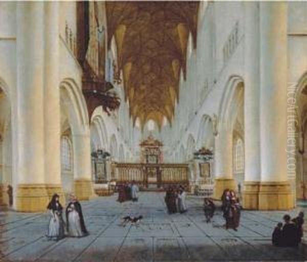 The Interior Of St. Bavo's, Haarlem Oil Painting by Hendrick Van Vliet