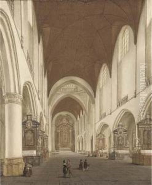 The Interior Of Saint Bavo's, Haarlem Oil Painting by Hendrick Van Vliet