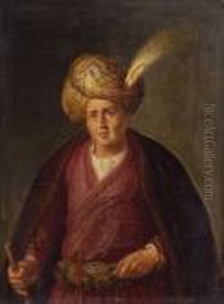 Orientale Mit Turban Und
 Pelzverbramtem Mantel. Oil Painting by Adriaen van Nieulandt