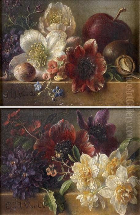 Nature Morte De Fleurs Sur Un Entablement
 Nature Morte De Fruits Et Fleurs Sur Un Entablement De Marbre Oil Painting by Georgius Jacobus J. Van Os