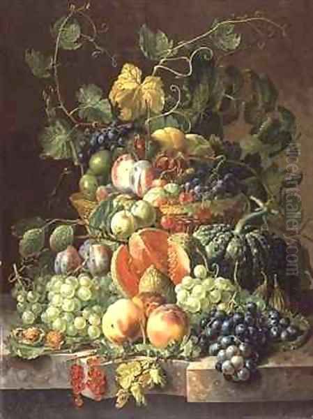 Basket of Fruit Oil Painting by Johannes Hendrick Fredriks