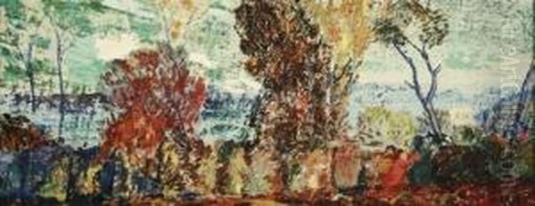 Romance Of Autumn Oil Painting by Dearing Van Perrine