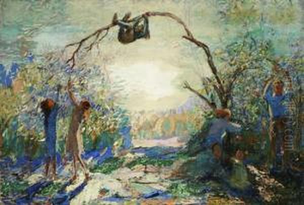 Spring Play Oil Painting by Dearing Van Perrine