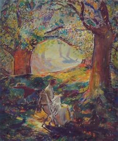 Autumn In The Park Near Mount Tremper Oil Painting by Dearing Van Perrine