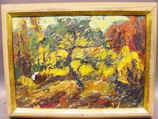 Autumn Trees Oil Painting by Dearing Van Perrine