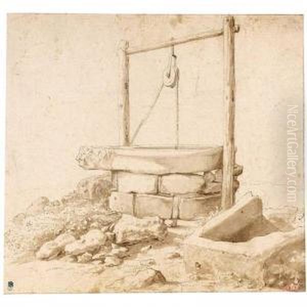 A Well Oil Painting by Cornelis Van Poelenburch