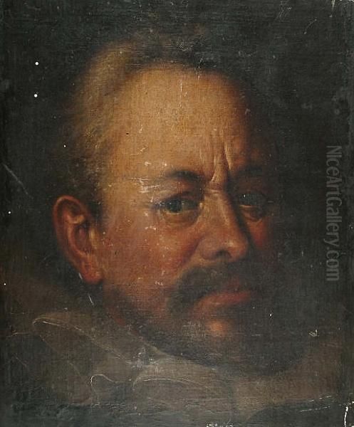 The Head Of A Bearded Gentleman Wearing A White Ruff Oil Painting by Jan Anthonisz Van Ravesteyn