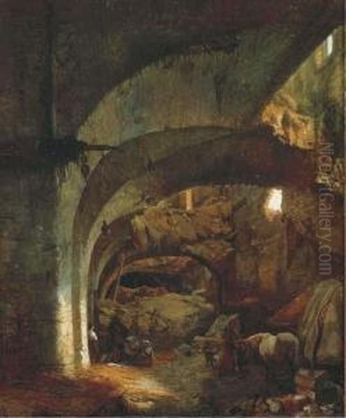 Interieur Des Caves, A La 
Citadelle D'anvers Apres Le Bombardement:catacombes Of A Citadel Oil Painting by Ignatius Josephus van Regemorter
