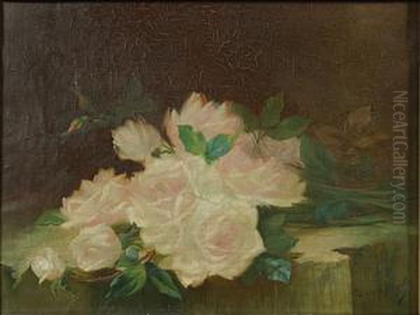 Stilleven Met Rozen. Oil Painting by Edward Van Rijswijck